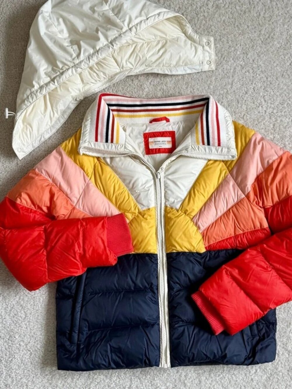 Marine Layer Archive Apres Sunset Down Puffer Jacket Retro Ski Coat Medium - Picture 12 of 14